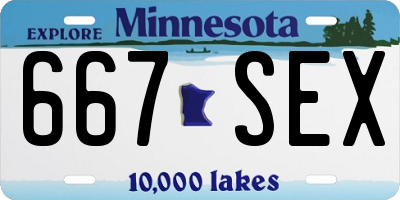 MN license plate 667SEX