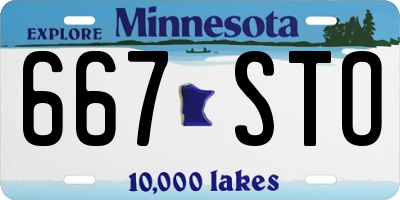 MN license plate 667STO