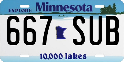 MN license plate 667SUB