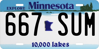 MN license plate 667SUM