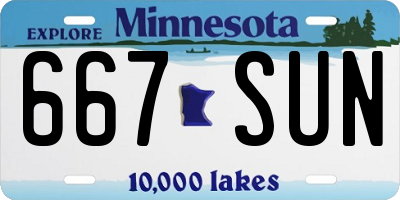 MN license plate 667SUN