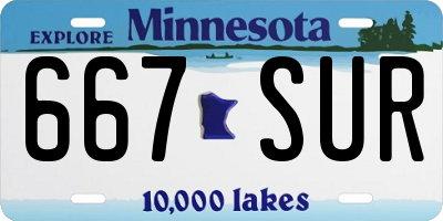 MN license plate 667SUR