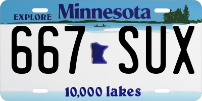 MN license plate 667SUX