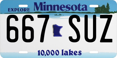 MN license plate 667SUZ