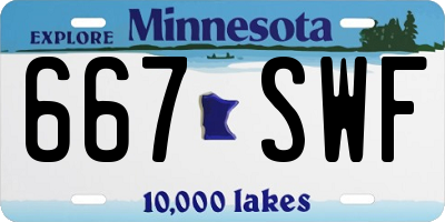 MN license plate 667SWF