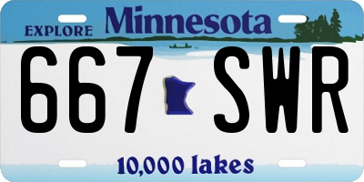 MN license plate 667SWR
