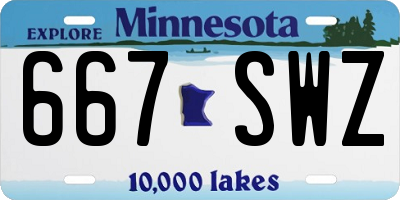 MN license plate 667SWZ