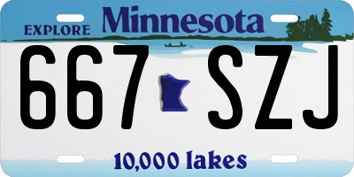 MN license plate 667SZJ