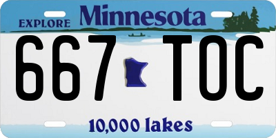 MN license plate 667TOC