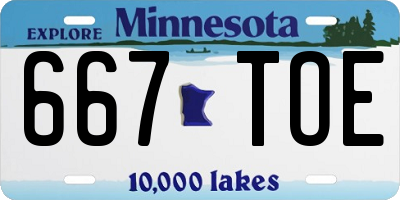 MN license plate 667TOE