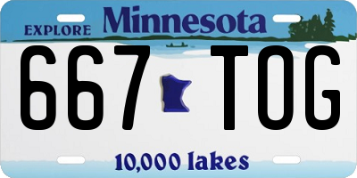 MN license plate 667TOG