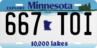 MN license plate 667TOI