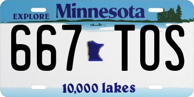 MN license plate 667TOS