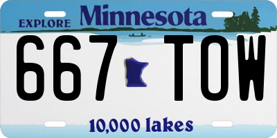 MN license plate 667TOW