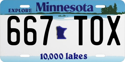 MN license plate 667TOX