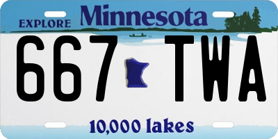 MN license plate 667TWA