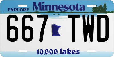 MN license plate 667TWD