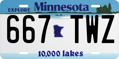 MN license plate 667TWZ