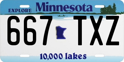 MN license plate 667TXZ