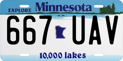 MN license plate 667UAV