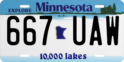 MN license plate 667UAW