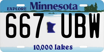 MN license plate 667UBW
