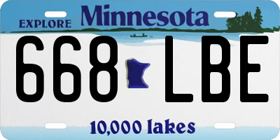 MN license plate 668LBE