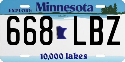 MN license plate 668LBZ