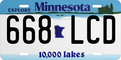 MN license plate 668LCD