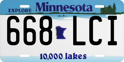 MN license plate 668LCI