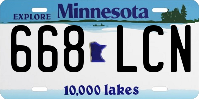 MN license plate 668LCN
