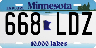MN license plate 668LDZ