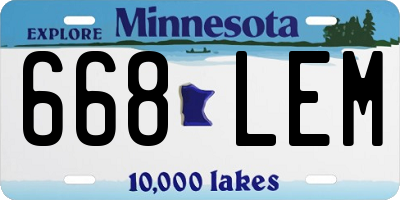 MN license plate 668LEM