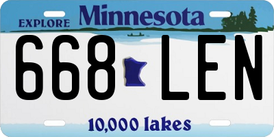 MN license plate 668LEN