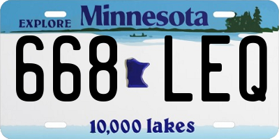 MN license plate 668LEQ