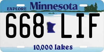 MN license plate 668LIF