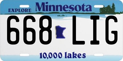 MN license plate 668LIG