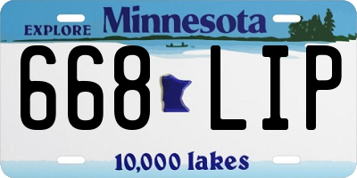 MN license plate 668LIP