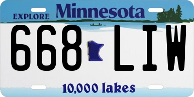MN license plate 668LIW
