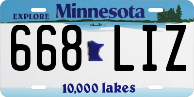 MN license plate 668LIZ