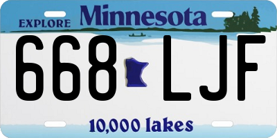 MN license plate 668LJF