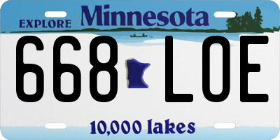 MN license plate 668LOE