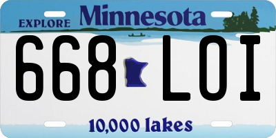 MN license plate 668LOI