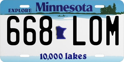 MN license plate 668LOM