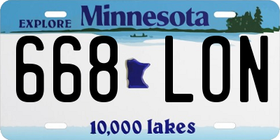 MN license plate 668LON