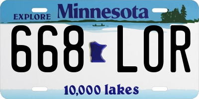 MN license plate 668LOR