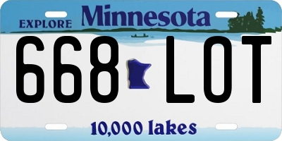 MN license plate 668LOT