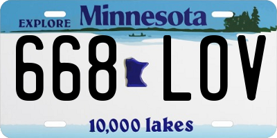 MN license plate 668LOV