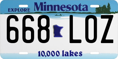 MN license plate 668LOZ