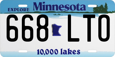 MN license plate 668LTO